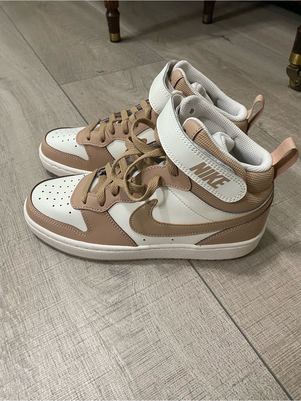 Nike Women's High-Top Sneakers in Beige and White